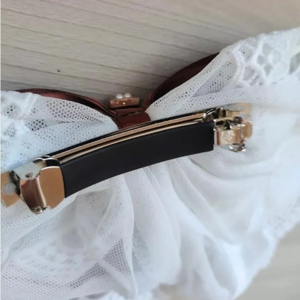 Long Oversized Satin & Lace Bow French Barrette Hair Clip